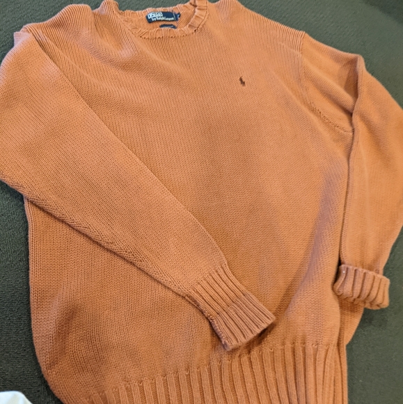 Polo Ralph Lauren Other - POLO RALPH LAUREN Crew Neck Sweater Pink Burgundy Pony Mens L Heavy Knit